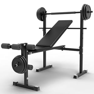 Rigel 600lbs 6 in 1 Adjustable Olympic Weight Bench Set with Leg Extension and Leg Curl Multi-Function Bench Press Set for Full Body Workout