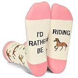 GOLIN Women Horse Crew Socks, Funny Bidthday Gifts for Horse Lovers, Farm Animal Lovers Gifts