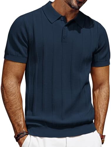 PJ PAUL JONES Herren Poloshirt Kurzarm Strick Polo T-Shirts mit Knopft | Männer Polohemd Golf Poloshirt,Atmungsaktiv,Sommer