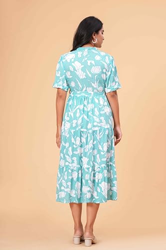 Image of Women's Stylish Floral Printed One-Piece Maxi Dress for Women - Elegant Long Dress