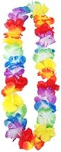 Hula Leis Hawaiian Flower Necklace Rainbow Hawaii Flowers Hers and Him Multicolor for Hawaii Party Party 3FT