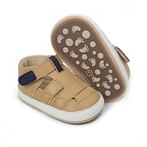 Image of HsdsBebe Baby Boys Girls Pu Leather Hard Bottom Walking Sneakers Toddler Rubber Sole First Walkers Infant Cartoon Slippers Crib Shoes