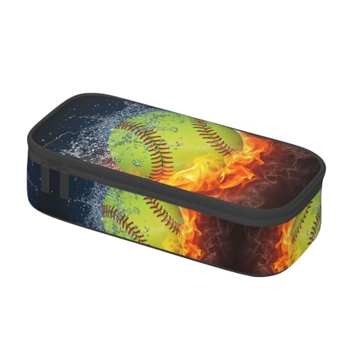 Image of Softball Ball Pencil Case Big Capacity Storage Pencil Pouch Stationery Bags With Zipper Portable Pen Holder Box Organizer For Boys Girls Teens Student College School Office Supplies