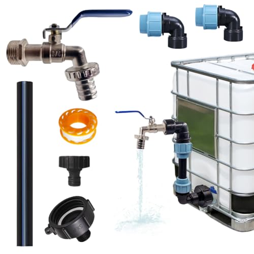 CEWROM IBC Tank Schwanenhals, IBC Schwanenhals 3/4\" Auslaufhahn, Regenfass Auslaufhahn IBC, IBC Container S60x6 3/4 Zoll Wasserhahn, Regenfass Adapter Zubehör für Regentonne, Tank, Wassertank, Öltank CEWROM IBC Tank Schwanenhals, IBC Schwanenhals 3/4\" Auslaufhahn, Regenfass Auslaufhahn IBC, IBC Container S60x6 3/4 Zoll Wasserhahn, Regenfass Adapter Zubehör für Regentonne, Tank, Wassertank, Öltank