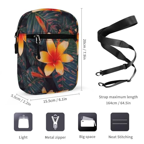 Personalized Small Crossbody Bag Water Resistant Messenger Bags Mini Hawaii Tropical Flower Printing SlingBag For Men Women2