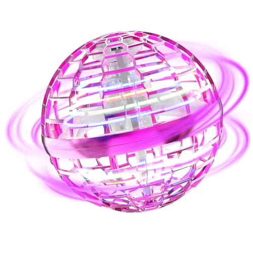 Flying Ball Toys - Magic Orb Hover Ball, Hand Controlled Flying Spinner Mini Drone, 360° Rotating Floating Boomerang Ball with Built-in RGB LED Lights, Cool Flying Toy for Kids Indoor & Outdoor Fun