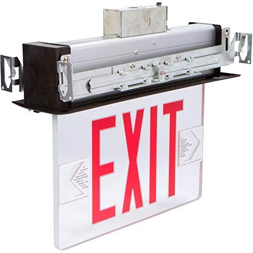 Image of Morris Products LED Exit Sign - Recessed Mount Edge - Red on Clear Panel, Black Housing - Compact, Low-Profile Design - Double Sided Legend - Energy Efficient, High Output - 1 Count