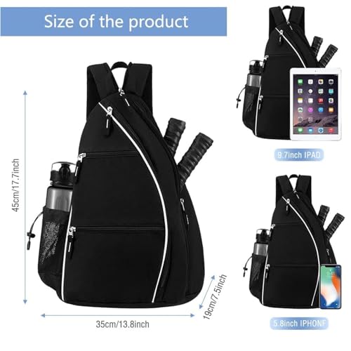 Pickleball Sports Bag Waterproof Lightweight Sports Backpack Breathable Portable Storage(Black)2