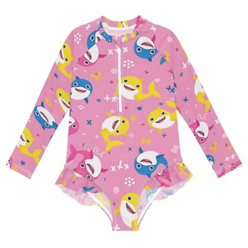 Image of Girls One Piece Swimsuits Long Sleeve Swimsuit Zipper Bathing Suits Swimwear