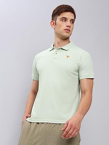 Image of TECHNOSPORT Men's Polyester Slim Fit Self-Design Short Sleeve Polo Matpiq T-Shirt with Anti Microbial, Techno Dry for Regular and Casual Use