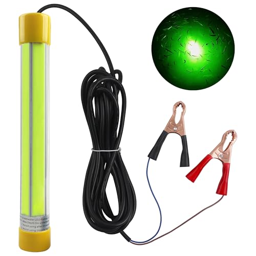 VATEICO Underwater Fishing Light 50Watts 12V 16.5FT Wire Super Bright Led Submersible Green Night Fish Attracting Lights Fishing Finder Bait for Snook, Bass, Crappie, Striper, Bait, Catfish