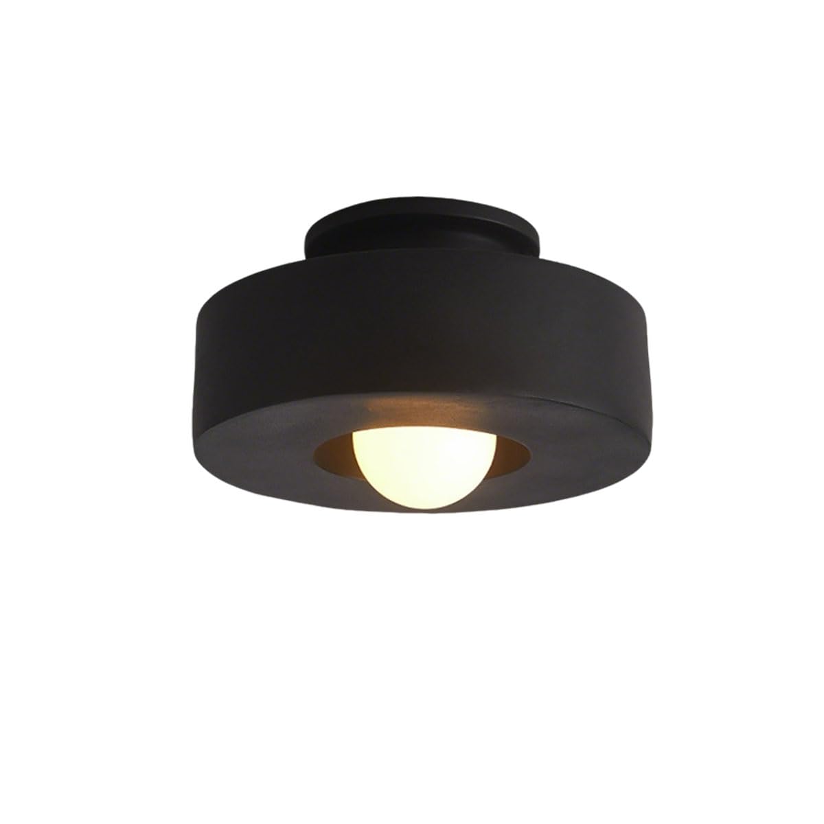 LANTANB Nordic Black Entrance Hall Ceiling Lamp Resin Lampshade Flat Lighting Study Balcony Ceiling Lights Suitable for Corridors and Cloakrooms