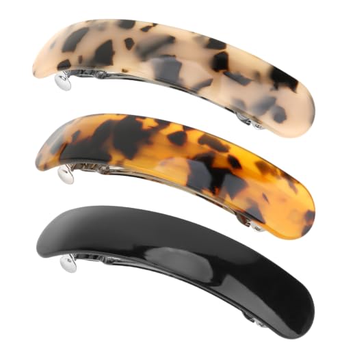 French Tortoiseshell Black Hair Barrettes Clips for Women 3PCS image 5