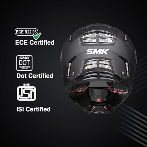 Image of SMK Agnar Solid ISI DOT & ECE 06 Certified Full Face Helmet with Pinlock 30 Antifog Visor (MATT Black - M)