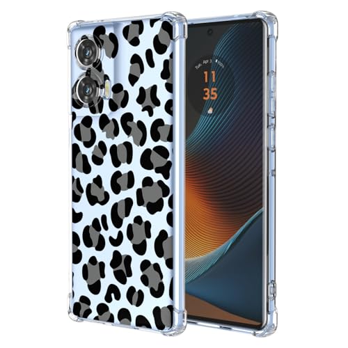 Clear Cover per Motorola Edge 50 Fusion Motivo Fiori Floral Custodia Trasparente Antiurto Morbido Bumper Case - Leopard tpu
