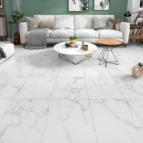 WESTICK White Peel and Stick Floor Tile Bathroom Waterproof Marble White Floor Vinyl Sticker Tiles Self Adhesive Removable Laminate Flooring for Kitchen Bedroom Camper 10 PCS, 12"x12" by WESTICK - Image 3