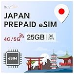 travSIM eSIM Données Uniquement Japon | 30 Jours – 25 Go en Vitesse 5G/4G | eSIM Japon pour Rester connecté | Assistance 24h/24 et 7j/10