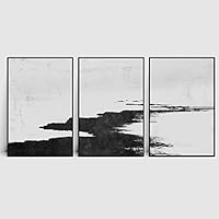 3 Piece Framed Canvas Wall Art Black and White Fish Canvas Prints Home Artwork Decoration for Living Room,Bedroom - 16