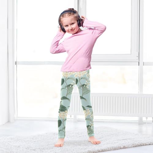 ALAZA Girls' Leggings Children's Yoga Pants Skinny Printed Dance Osmanthus Fragrans Pastel Comfortable 4T3