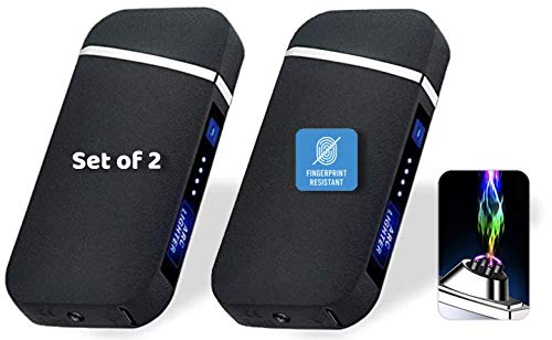 Lighter, Electric Arc Lighter USB Rechargeable Windproof Flameless Plasma Lighter with Battery Indicator for Camping Hiking Outdoor Adventure (2)