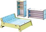 HABA Little Friends Master Bedroom - Dollhouse Furniture for 4' Bendy Dolls - 3 Piece Set