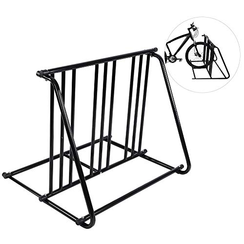 Black Friday 🔥 GOTOTOP Bikes Floor Mount Parking HD Steel Rack Storage Bicycle Yard Outdoor Stand for 6 Bicycle in Garage or Home Organizer and Upright Park Your Road, Mountain,Kids or Hybrids Bikes