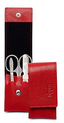 Kit de manucure 3 pièces Nippes Solingen avec étui en cuir rouge à offrir