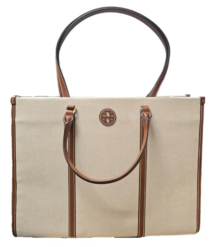 Image of Tory Burch 155079 Blake Tan /Brown With Gold Hardware Canvas Women's Tote Bag