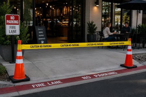 Image of ATERET Caution No Parking Tape 2 Pack 3 inch x 1000 feet, Hazard Safety Tape, Construction Tape for Danger /Hazardous Area, Ideal Use for Halloween Decorations, Party, Work-Site