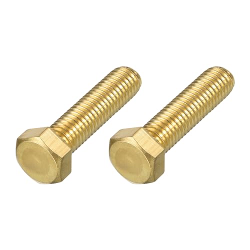 Image of METALLIXITY Hex Head Screw Bolt (1 /2-13x2 inch) 2Pcs, Brass Fully Threaded Solid Brass Hex Bolts Machine Screws - for Machinery Repair