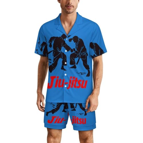 Jiu-Jitsu Men's Button Down Pajamas Set Sleepwear Short Sleeve Lounge Pj Sets