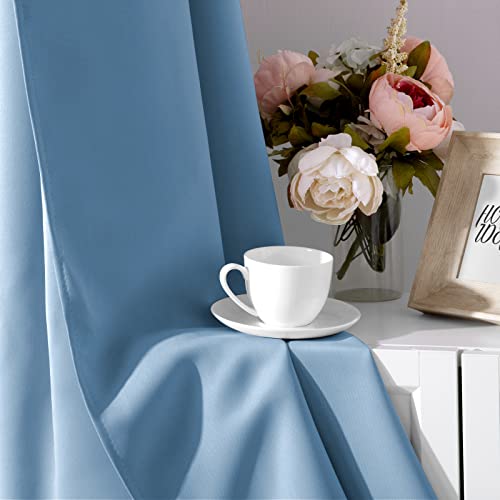 Homeideas Blackout Curtains For Bedroom 52 X 84 Inch Long 2 Panels Set Baby Blue Room Darkening Curtains/Drapes, Soundproof Thermal Grommet Window Curtains For Living Room #TOP4