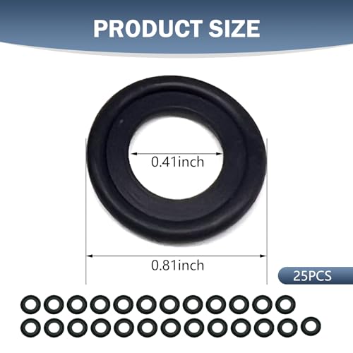 Image of Downhill 25 PCS M12 Oil Drain Plug Gasket, Rubber Crush Washer Seals, Engine Oil Crush Washers, Replace OEM 12616850 3536966, Compatible with Chevy Buick Ford GMC Ca-dillac (Black)