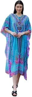 Rajoria Instyle Women's Crepe Kaftan – Bohemian Long Favorite Printed V-Neck Long Maxi Caftan with Loose Fit & Elegant Des... Price In India