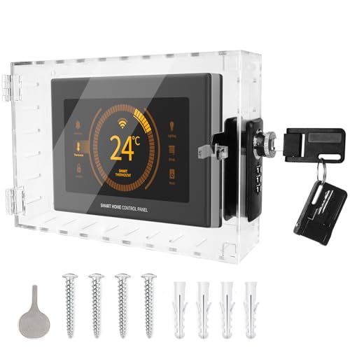 Universal Thermostat Lock Box with Combination and Key Lock, Clear Thermostat Cover Guard On Wall, AC Control Lock Box Cover Air Conditioner Lockbox Fits Thermostats 6.88