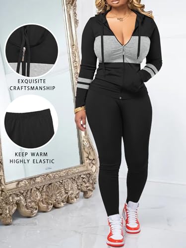 STOLKISS Women 2 Piece Outfits Long Sleeve Tracksuit Zip Up Hoodie Matching Sweat Pants Sets Winter Hoodies Jogging Tracksuit — view 2
