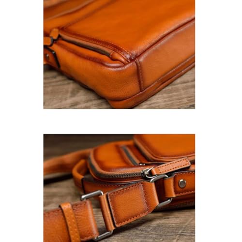 Genuine Leather Shoulder Bags Mens Crossbody Bags Waist Packs Travel Bags Casual Daypacks Messenger Bags 9.4Inch(Brown)3