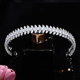 Jorsnovs Cubic Zirconia Lengthen Bridal Headpiece for Wedding Headband Women Bride Pageant Queen CZ Handmade Hair Accessories