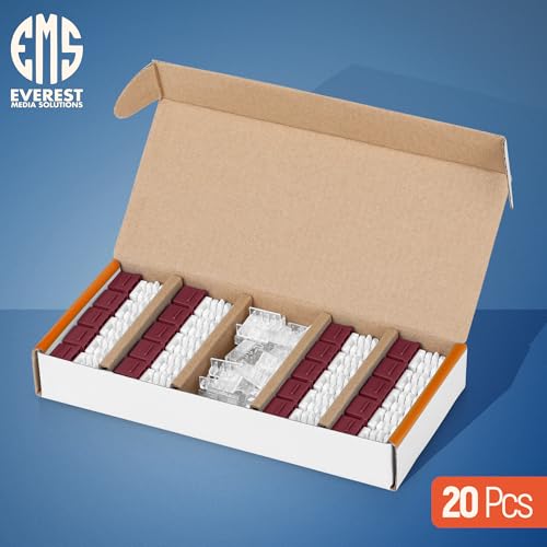 Image of Everest 90 Degree RJ45 Cat6A Keystone Jacks Slim Profile 20-Pack Red | Compatible with 90 Angled Speed Termination Tool - easyJACK (B094WB91H3)