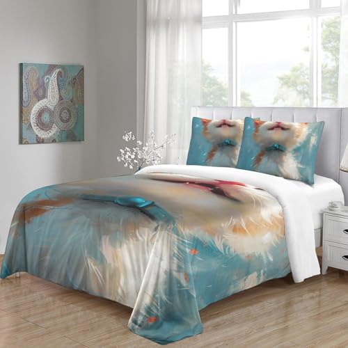 Housse de couette chat fermeture éclair parure lit 3 pièces douce pour garçon - 5