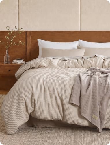 Bedsure PureWoven Cotton Waffle Weave Duvet Cover Linen Duvet Cover Only