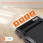 Portable Compact Treadmill with Handles for Home Small Spaces, Foldable Folding Walking Pad Treadmill with Handle Bar, 3.0HP Electric Walking Pads Treadmills Home with 320LB Capacity, LED Display - Image 4