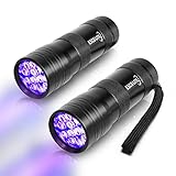 ESCO LITE 2 Packs Black Light Flashlight, 12LED 395nm UV Handheld Black Light Mini Flashlight, Dogs Urine Detector for Dry Urine Stains, Bed Bugs, Scorpions