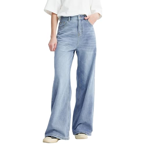 Baggy Hip Hop Jeans for Men Baggy Straight Leg Long Denim Pants Vintage Loose Fit Classic Trousers (XX-Large,Light Blued1)