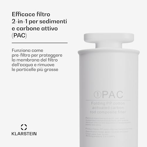 Klarstein AquaFina - Filtro PAC, sistema filtrante 2 in 1, depurazione d'acqua, filtro a sedimenti e carboni attivi - 2