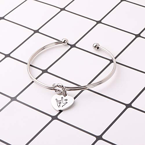 Sign Language I Love You ASL Tie The Knot Cuff Bangle Sign Language Jewelry ASL Bangle Bracelet Interpreter Gift for Interpreter,Teacher3
