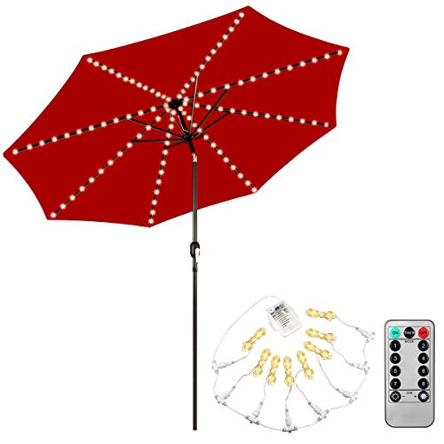 Patio Umbrella Lights,Naouis 104 LED Battery Operated String Lights with Remote Control for Patio Umbrellas Outdoor Use Camping Tents (Warm White)