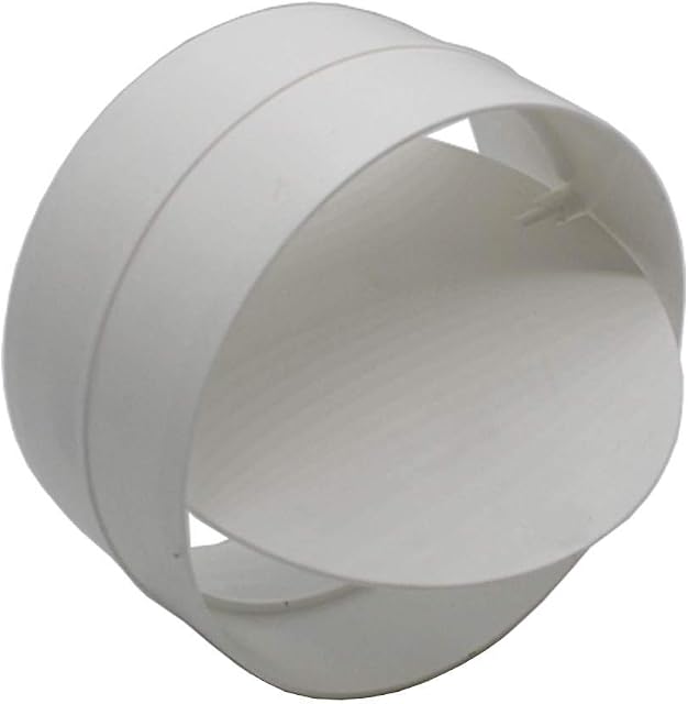 Kair Connector with Backdraught Shutter 125mm - 5 inch Non-Return Damper Flap to Connect Duct Pipe or Flexible Ducting Hose