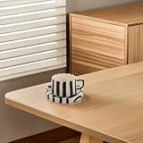 PATKAW Ceramicznych Kubków z Paskami Do Latte Art Rusykalny Design Łatwy Czyszczeniu Unikalne Filiżanki Do Kawy i Biura