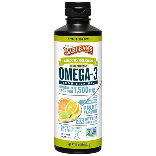 Barlean's Omega 3 Fish Oil Liquid Supplement for Men and
